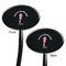 Preppy Black Plastic 7" Stir Stick - Double Sided - Oval - Front & Back