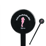 Preppy 7" Round Plastic Stir Sticks - Black - Single Sided (Personalized)