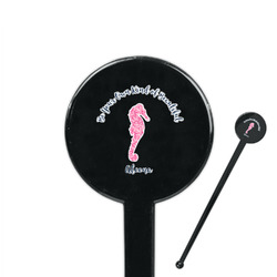 Preppy 7" Round Plastic Stir Sticks - Black - Single Sided (Personalized)