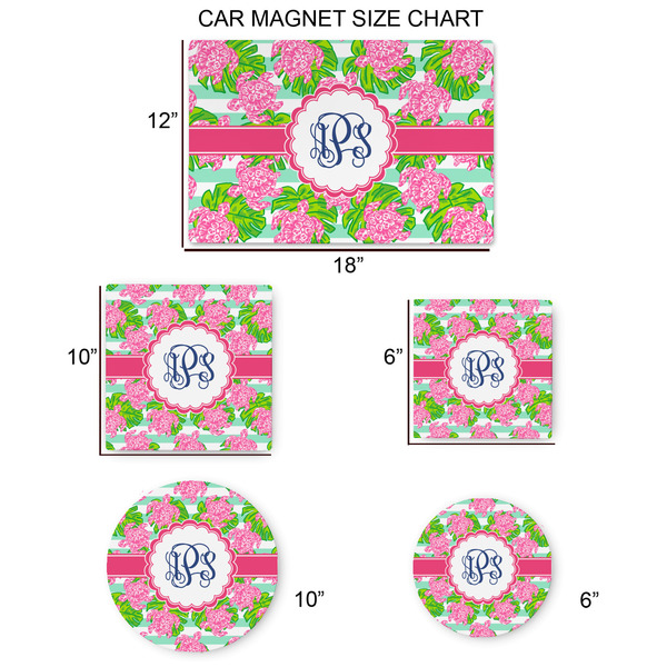 Preppy Car Magnets - SIZE CHART