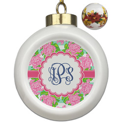 Preppy Ceramic Ball Ornaments - Poinsettia Garland (Personalized)