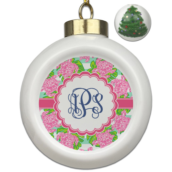 Custom Preppy Ceramic Ball Ornament - Christmas Tree (Personalized)