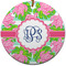 Preppy Round Ceramic Ornament w/ Monogram