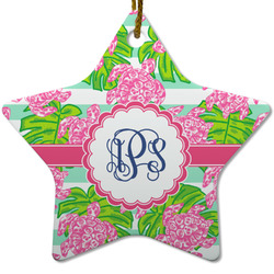 Preppy Star Ceramic Ornament w/ Monogram