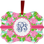 Preppy Metal Frame Ornament - Double Sided w/ Monogram
