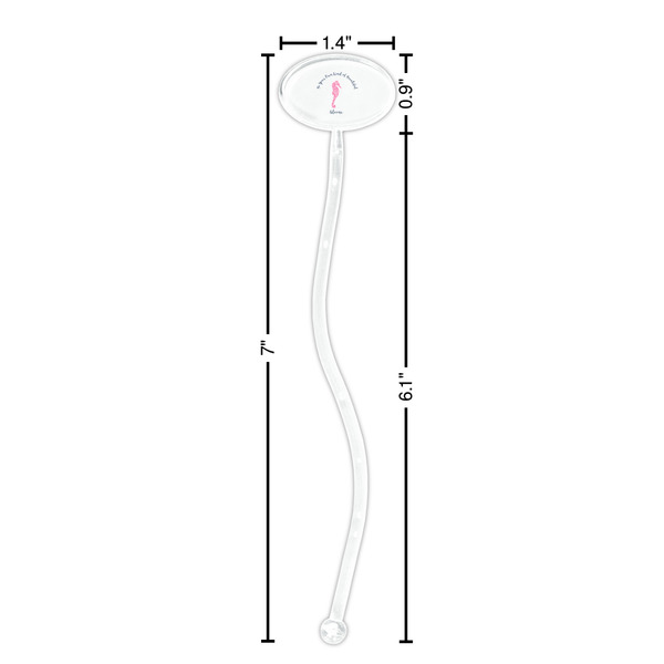 Preppy Clear Plastic 7" Stir Stick - Oval - Dimensions