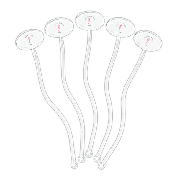 Preppy Clear Plastic 7" Stir Stick - Oval - Fan