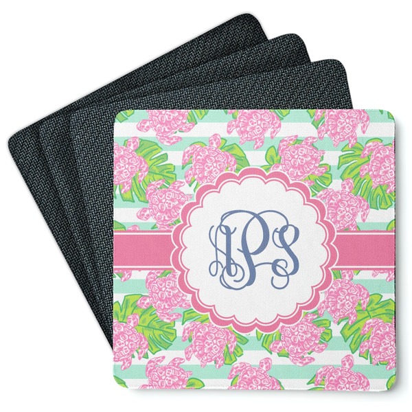 Custom Preppy Square Rubber Backed Coasters - Set of 4 (Personalized)