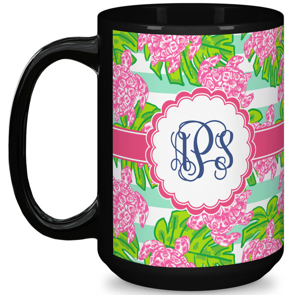 Custom Preppy 15 Oz Coffee Mug - Black (Personalized)