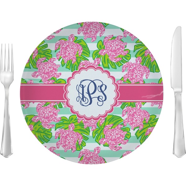 Custom Preppy 10" Glass Lunch / Dinner Plates - Single or Set (Personalized)