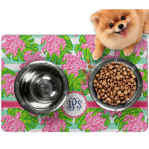 Custom Preppy Dog Food Mat - Small w/ Monogram