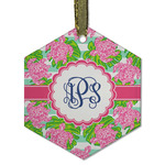 Preppy Flat Glass Ornament - Hexagon w/ Monogram