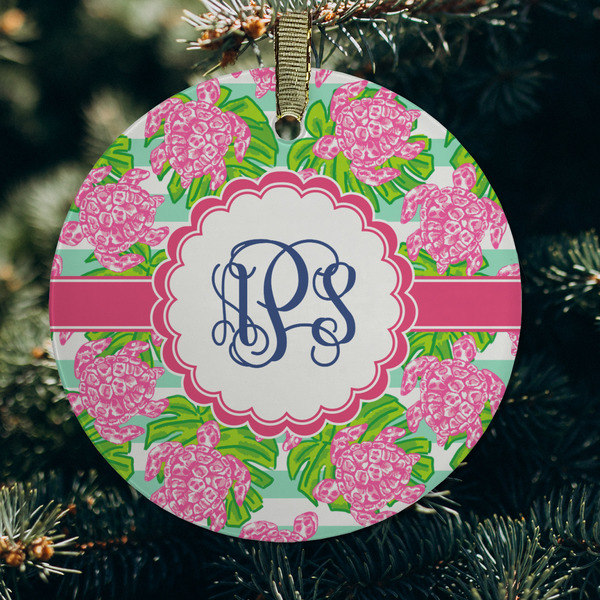 Preppy Frosted Glass Ornament - Round (Lifestyle)