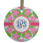 Preppy Flat Glass Ornament - Round w/ Monogram