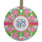 Preppy Flat Glass Ornament - Round w/ Monogram