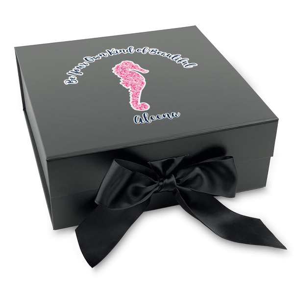 Custom Preppy Gift Box with Magnetic Lid - Black (Personalized)