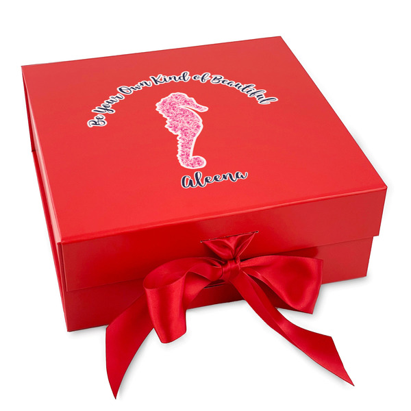 Custom Preppy Gift Box with Magnetic Lid - Red (Personalized)
