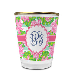 Preppy Glass Shot Glass - 1.5 oz - with Gold Rim - Set of 4 (Personalized)