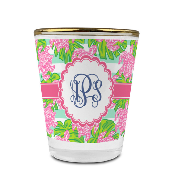 Preppy Glass Shot Glass - With gold rim - FRONT