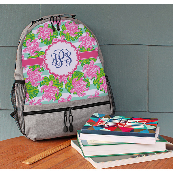 Preppy Large Backpack - Gray - On Desk