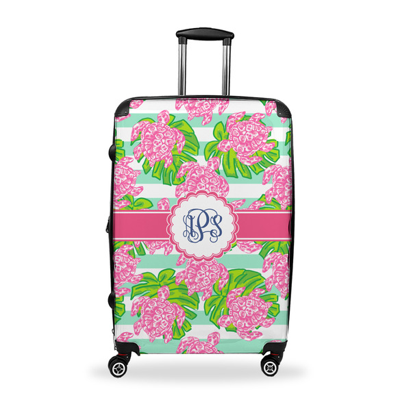 Custom Preppy Suitcase - 28" Large - Checked w/ Monogram