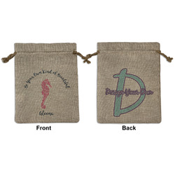 Preppy Medium Burlap Gift Bag - Front & Back (Personalized)