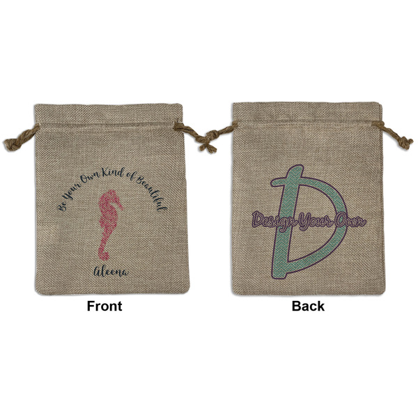 Custom Preppy Medium Burlap Gift Bag - Front & Back (Personalized)