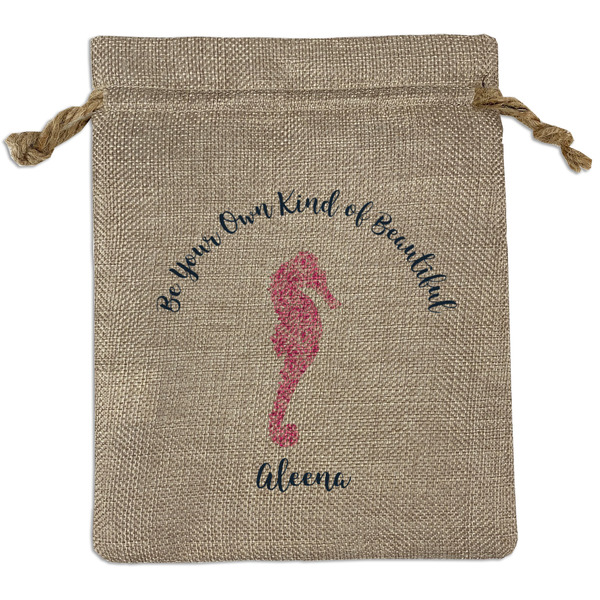 Custom Preppy Medium Burlap Gift Bag - Front (Personalized)