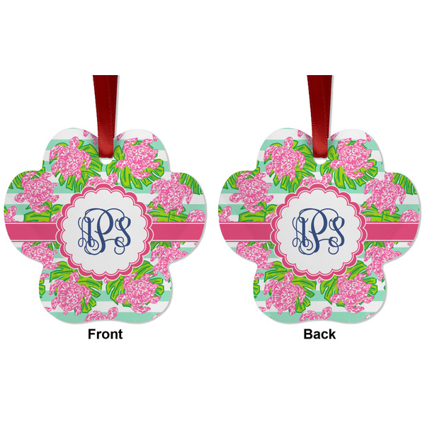 Preppy Metal Paw Ornament - Front and Back