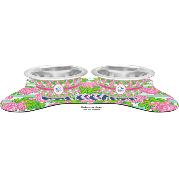 Preppy Metal Pet Bowls - On Dog Bone Shaped Mat