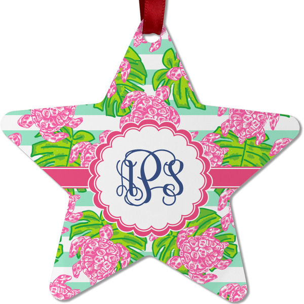 Custom Preppy Metal Star Ornament - Double Sided w/ Monogram
