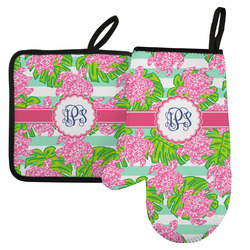 Preppy Left Oven Mitt & Pot Holder Set w/ Monogram