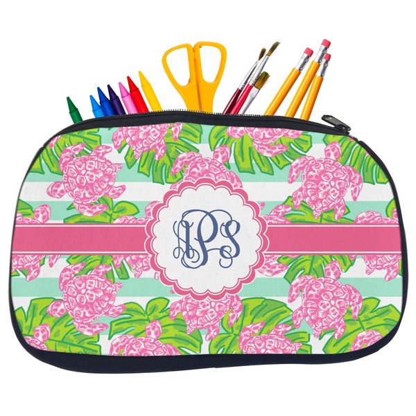 Custom Preppy Neoprene Pencil Case - Medium w/ Monogram
