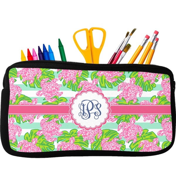 Custom Preppy Neoprene Pencil Case - Small w/ Monogram