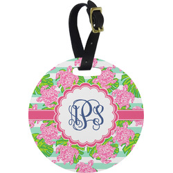 Preppy Plastic Luggage Tag - Round (Personalized)