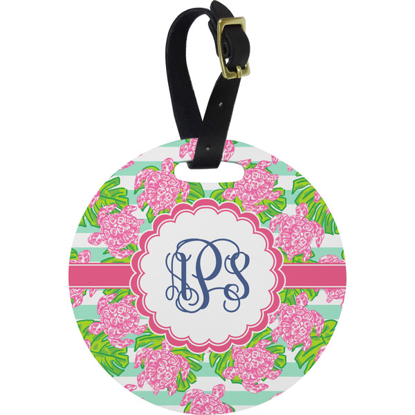 Custom Preppy Plastic Luggage Tag - Round (Personalized)