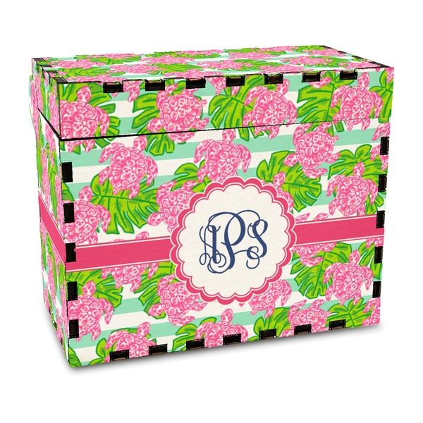 Custom Preppy Wood Recipe Box - Full Color Print (Personalized)