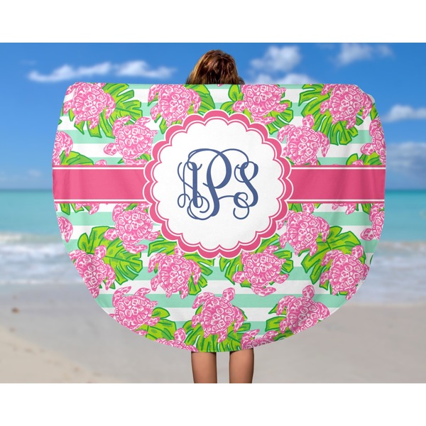 Preppy Round Beach Towel - In Use