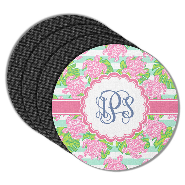 Custom Preppy Round Rubber Backed Coasters - Set of 4 (Personalized)