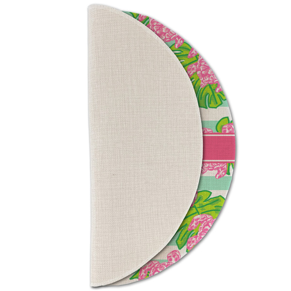 Preppy Round Linen Placemats - HALF FOLDED (single sided)