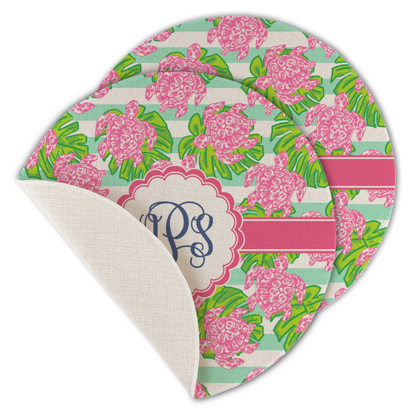 Preppy Round Linen Placemats - MAIN (Single Sided)