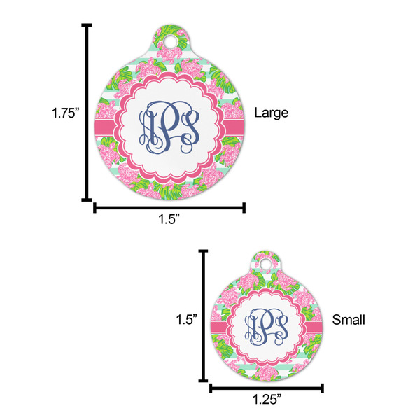 Preppy Round Pet ID Tag - Large - Comparison Scale