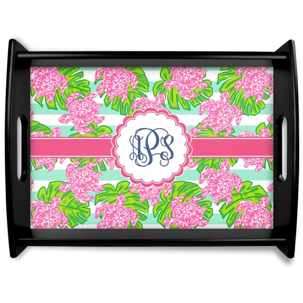 Custom Preppy Black Wooden Tray - Large (Personalized)