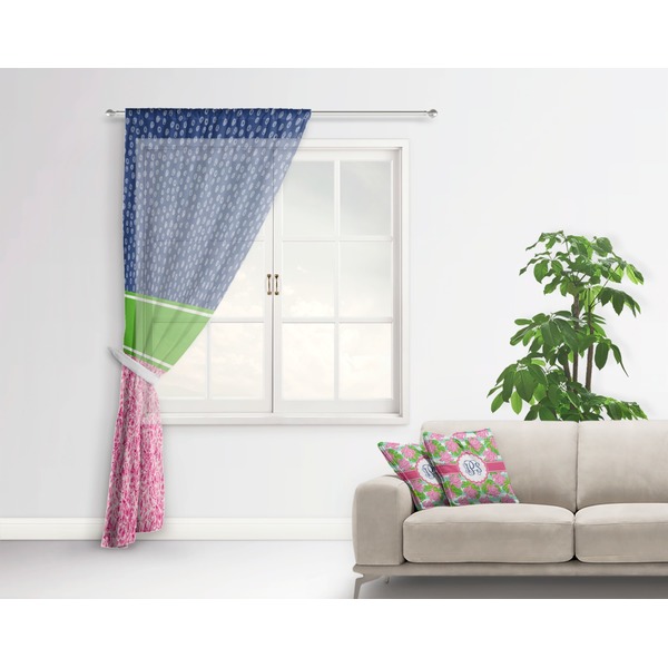 Preppy Sheer Curtain With Window and Rod - in Room Matching Pillow