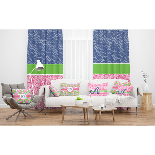 Preppy Sheer and Custom Curtains in Room with Matching Pillows