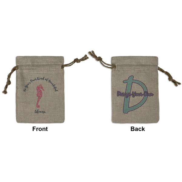 Custom Preppy Small Burlap Gift Bag - Front & Back (Personalized)