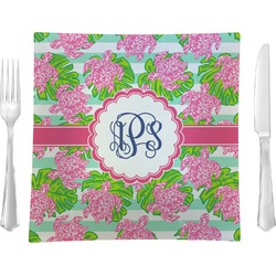 Preppy 9.5" Glass Square Lunch / Dinner Plate- Single or Set of 4 (Personalized)
