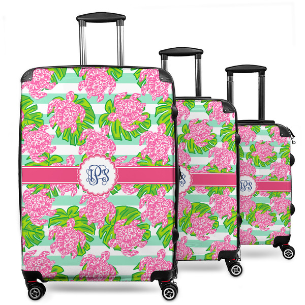 Custom Preppy 3 Piece Luggage Set - 20" Carry On, 24" Medium Checked, 28" Large Checked (Personalized)