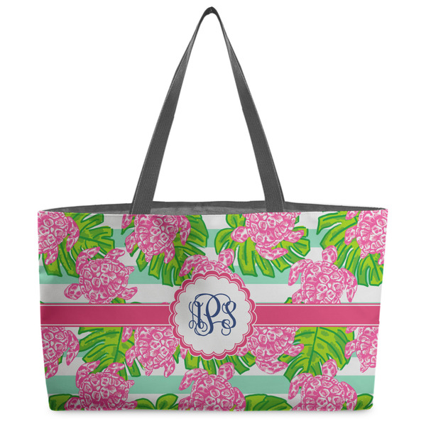 Custom Preppy Beach Totes Bag - w/ Black Handles (Personalized)