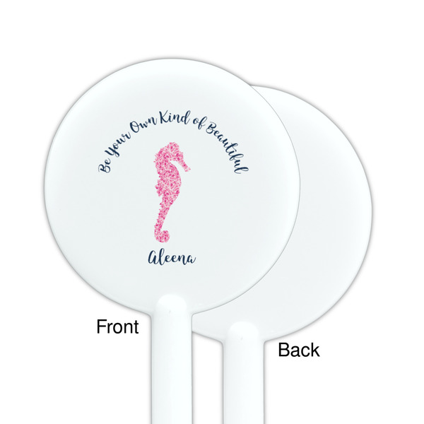 Preppy White Plastic 5.5" Stir Stick - Single Sided - Round - Front & Back